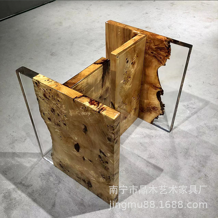 Modern Light Luxury Tea Room Soft Decoration with Transparent Tea Table Acrylic Epoxy Resin Table Leg Bracket