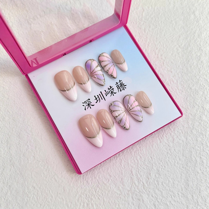 [Made in Shenzhen] Butterfly Shadow Neon Clothes, Pure Handmade Wearable Manicure, Whitening Manicure Stickers, Nail Patches, Finished Products