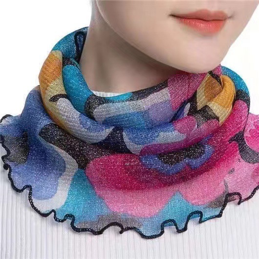 Cuello de orejas de alambre de oro para mujeres primavera y verano universal protector solar cuello de cuello multifuncional velo de cuello de cubierta de cabeza de seda pequeña bufalla