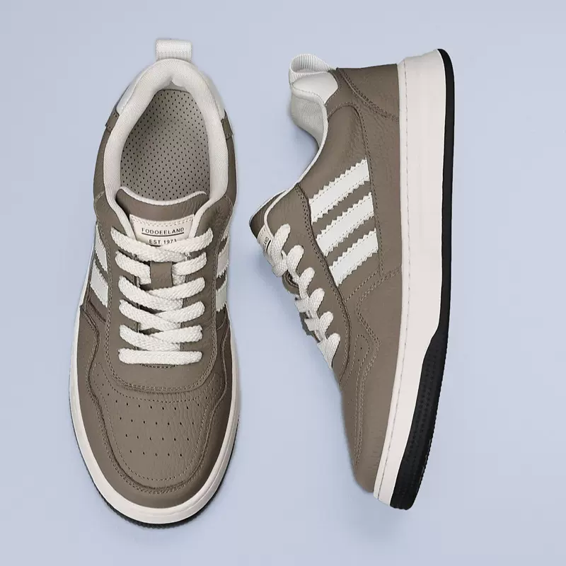 头层牛皮男士休闲鞋厚底透气板鞋潮牌百搭真皮小白鞋男款男鞋鞋子