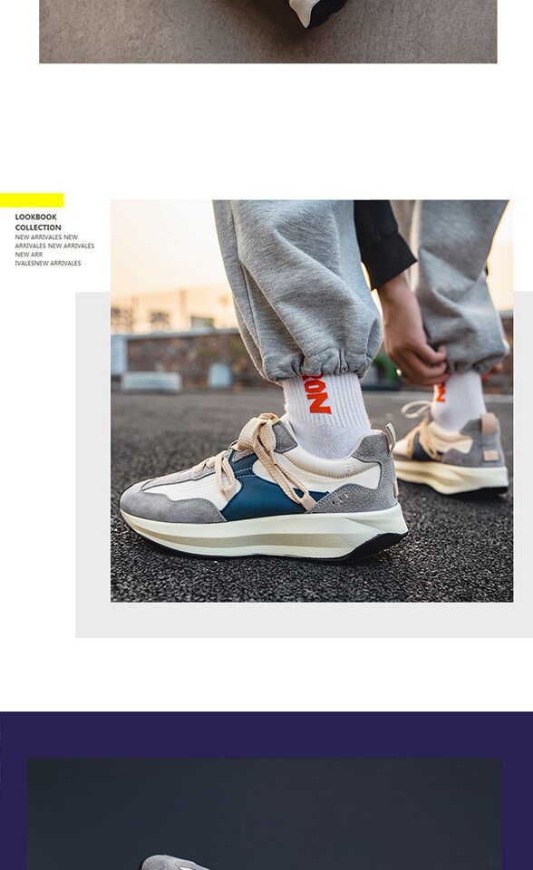 Giày sneaker nam phối màu , nhẹ thoáng khí, đế bệt — màu xanh, màu xám chi tiết 10