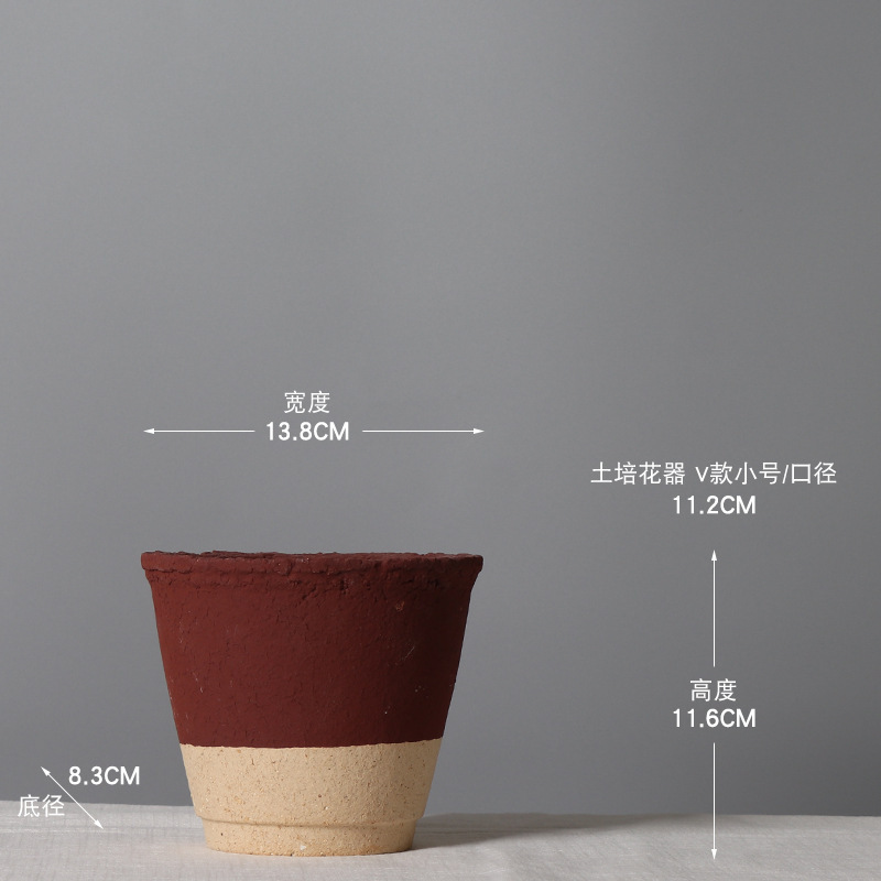 わびさび風レトロ陶器植木鉢多肉植物陶器古い杭鉢フラワーショップB&B小さな粗い陶器植木鉢|undefined