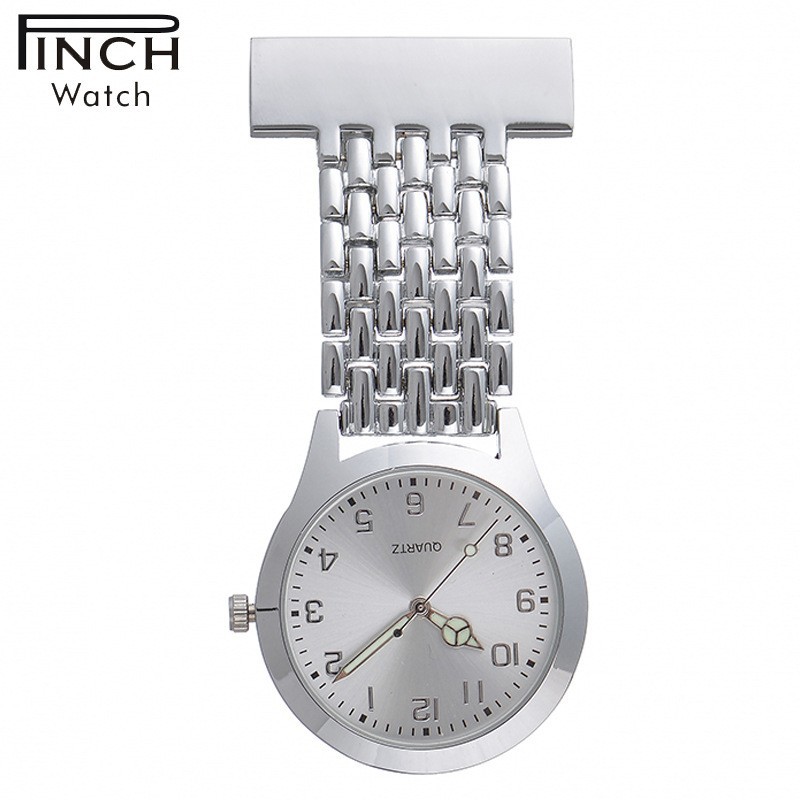 护士表金属宽链男士怀表防水简约口袋数字挂表大表盘胸表女医用表