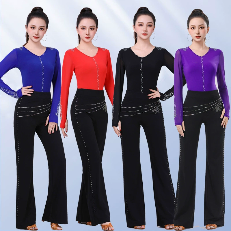 Широкий танец Современный танцевальный топ новый женский черный с круглым вырезом