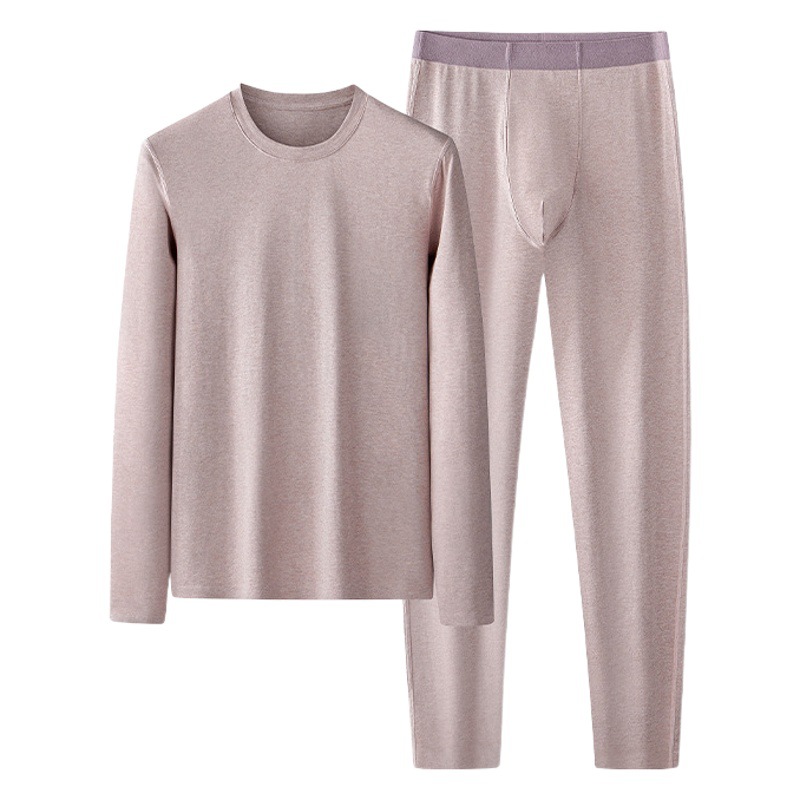 Nuevo estilo sin costuras cuello redondo color algodón otoño e invierno ropa interior de fondo para hombres ropa interior térmica delgada ropa de otoño traje de pantalones largos