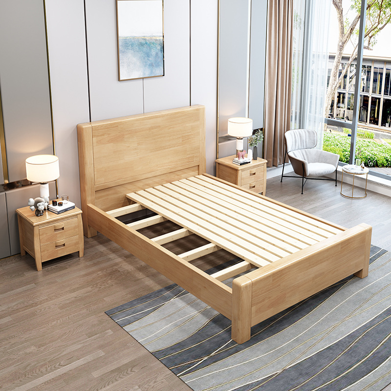 Cama individual de madera maciza para niños 1m 1.2m 1.35m pequeña casa económica simple hotel de alojamiento residencial cama de hotel