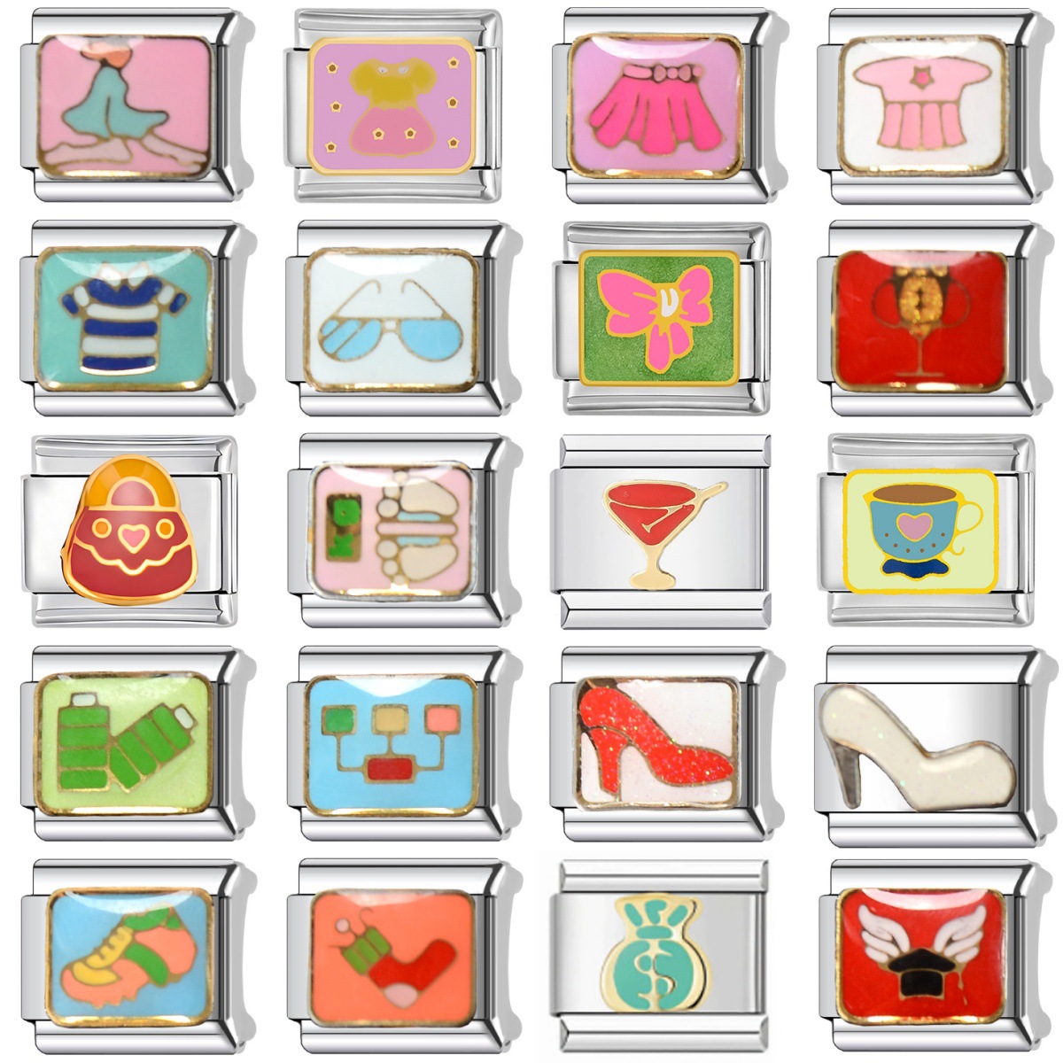 Italian Module Bracelet DIY Free Stitching Detachable Strap Clothes Shoes Hat Pattern BFF Couple