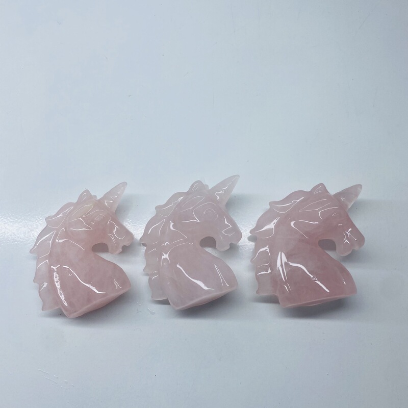 热销 粉晶天然水晶原石雕刻独角兽摆件 图 7