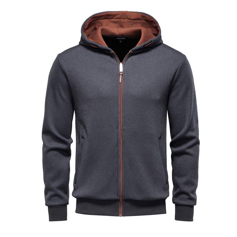 2025 New Autumn and Winter Men's Hooded Sweatshirt Fleece-Lined to Heattech High-Quality Business Cross-Border Color Matching Men's Tops