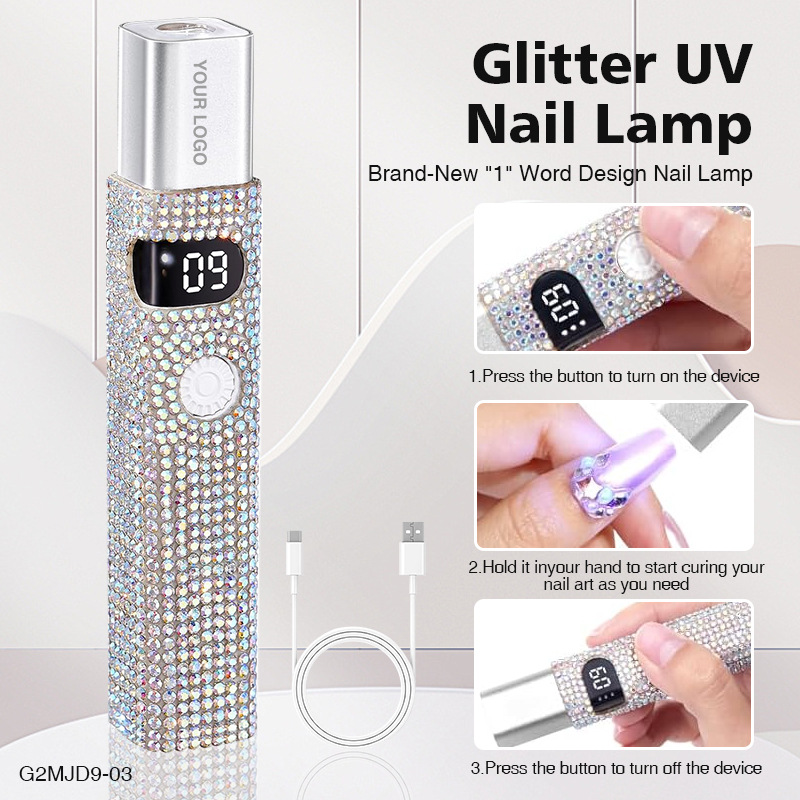 Lámpara de manicuría de diamante portátil de luz recargable de secado rápido no negro de mano UV pegamento horneado lámpara especial para manicuría image 6