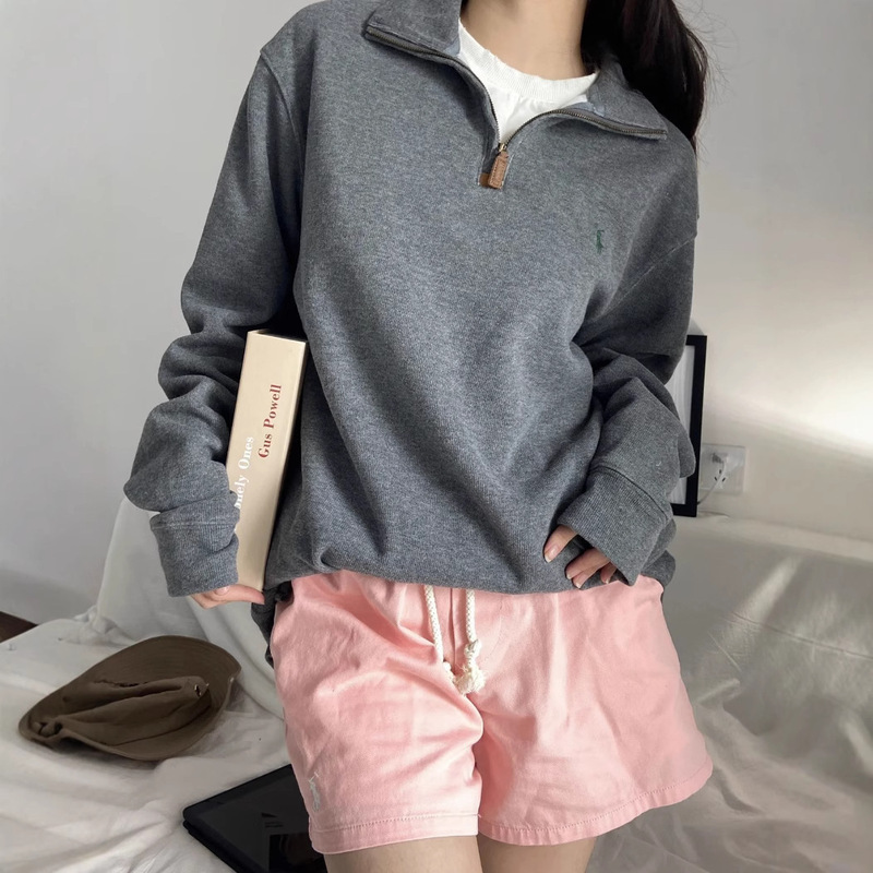 LF拉夫劳伦家新款正确版小马标美式复古卫衣女长袖拉链翻领卫衣潮|undefined