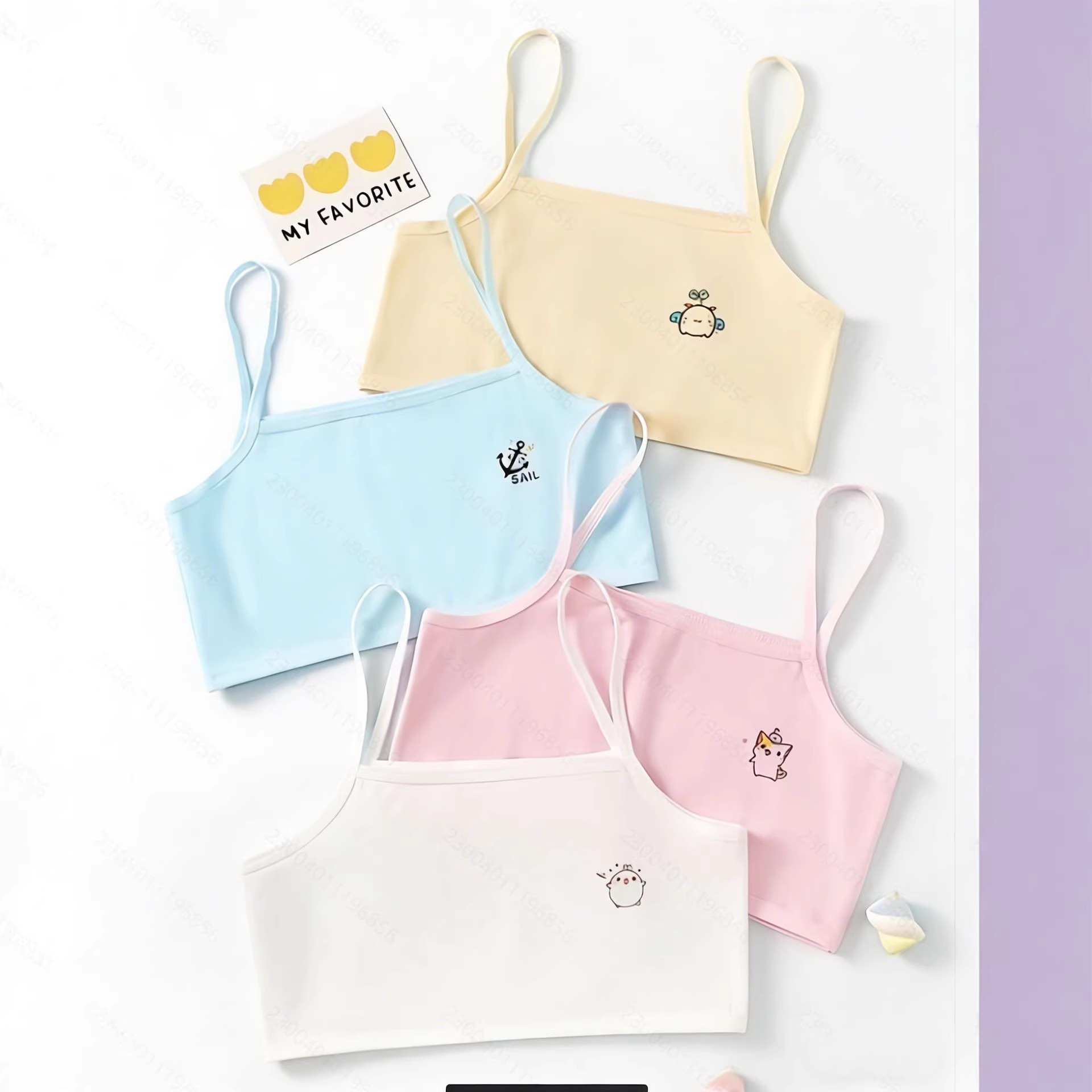 Girls' Underwear for Primary School Students in Their Developmental Period, Ages 8 to 13, First-Stage Camisole Vests, Girls' Bras