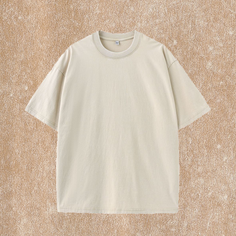 Camiseta de manga corta para hombre 230g de algodón pesado desgastado lavado Camiseta retro batik con hombros caídos para hombre medias mangas sueltas para hombre