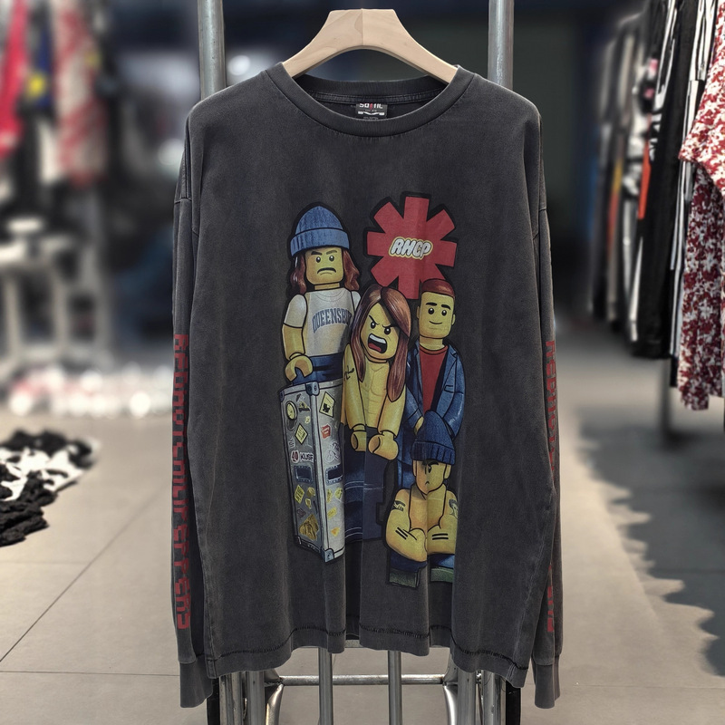 Saint of Michael Red Pepper Devil American High Street Washed Loose Long-Sleeved Bottoming T-Shirt for Men and Women Trendy