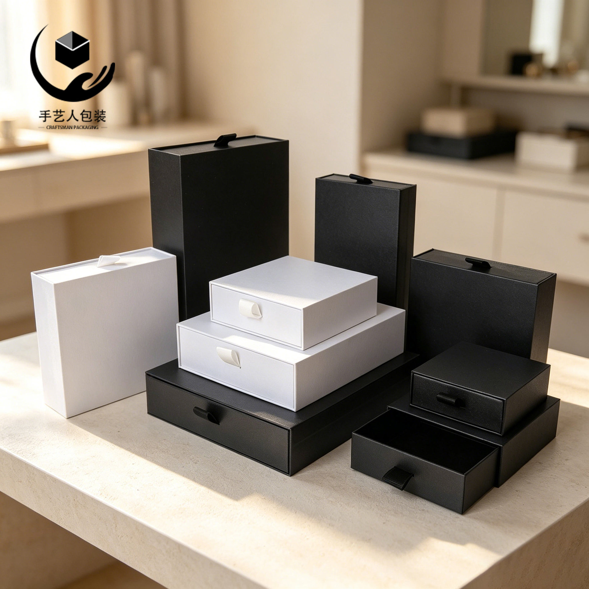 Caja para Joyas y Anillos Tipo Cajón de Papel Especial para Empaque de Joyas