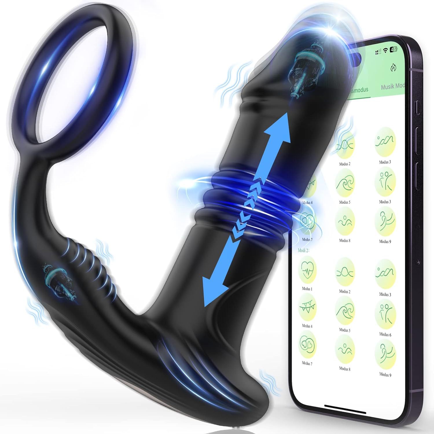 New Arrival Amazon Cross-border Wireless APP Remote Control Telescopic Anal Plug Electric Prostate Massage Vibration Locking Pleasure