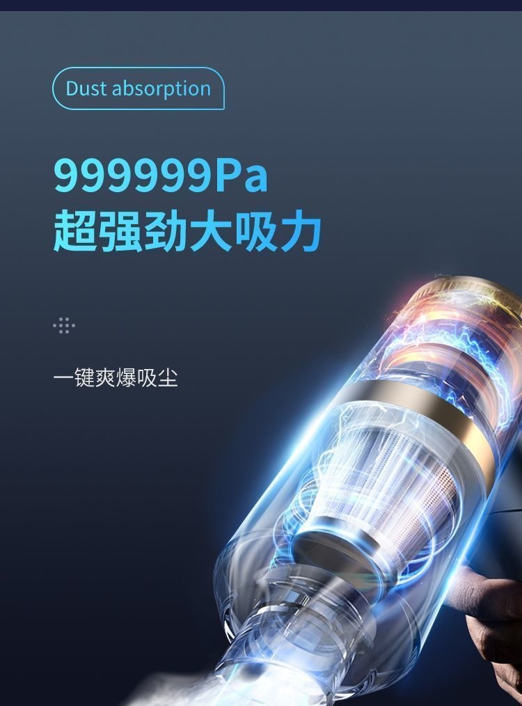 Kafeile Car Vacuum Cleaner, Wireless Charging, Dual-use for Suction and Blowing, Small Handheld for Home and Car, High Power