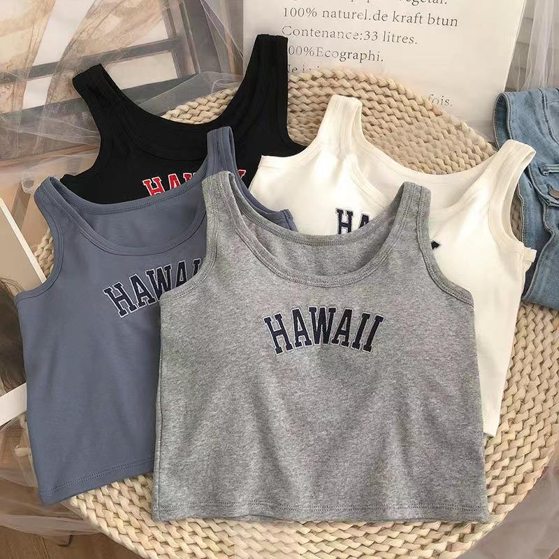 Summer New Sports Letter Vest Short Cute Outer Wear Sweet Spice Girl Underwear with Chest Pad One-piece Beautiful Back