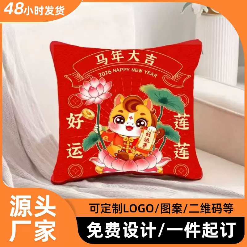 抱枕被2026开门红抱枕沙发高级感印花图案靠垫被制定logo抱枕