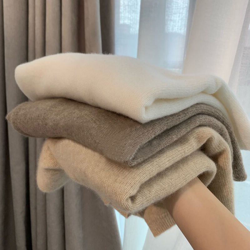 Ready Stock Manufacturer Direct Batch Wool Women's Loose Pure Color Pullover Short Crew Neck Sweater Knitted Bottoming Top