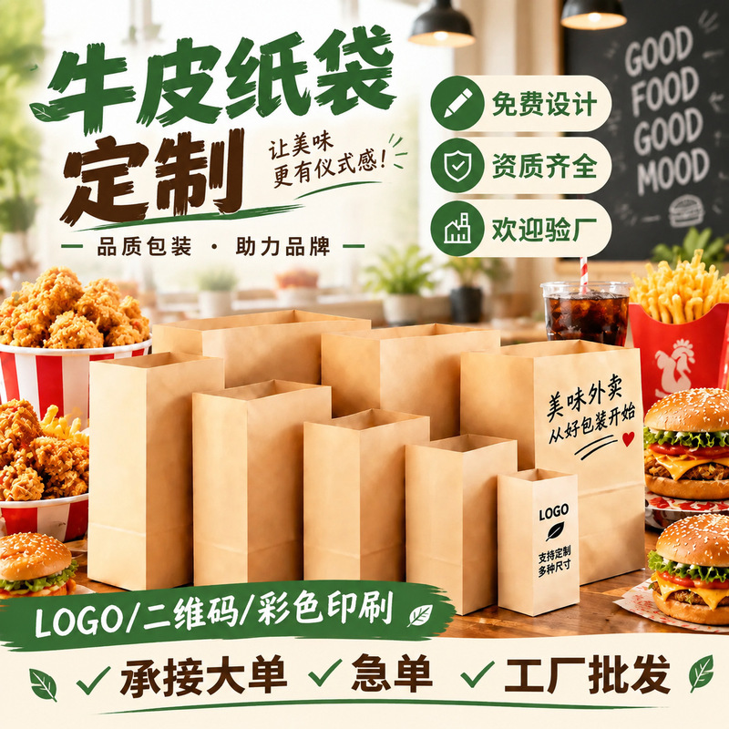 Disposable Kraft Paper Bag Milk Tea Take-out Packing Bag Gift Packaging Bag Baking Bread Hamburger Fried Chicken Food Bag Disposable Kraft Paper Bag Milk Tea Take-out Packing Bag Gift Packaging Bag Baking Bread Hamburger Fried Chicken Food Bag