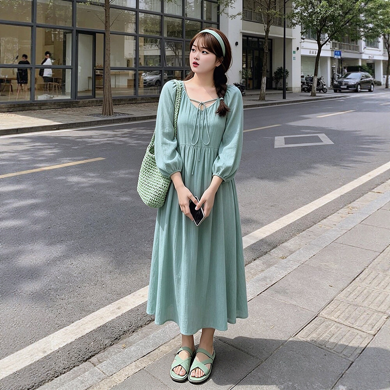 150kg Plus-Size Women's Clothing, High-End Mori-Style Girl's Dress, Spring and Autumn, Slightly Chubby Women's Loose-Fitting, Body-Covering Mother's Dress 150kg Plus-Size Women's Clothing, High-End Mori-Style Girl's Dress, Spring and Autumn, Slightly Chubby Women's Loose-Fitting, Body-Covering Mother's Dress