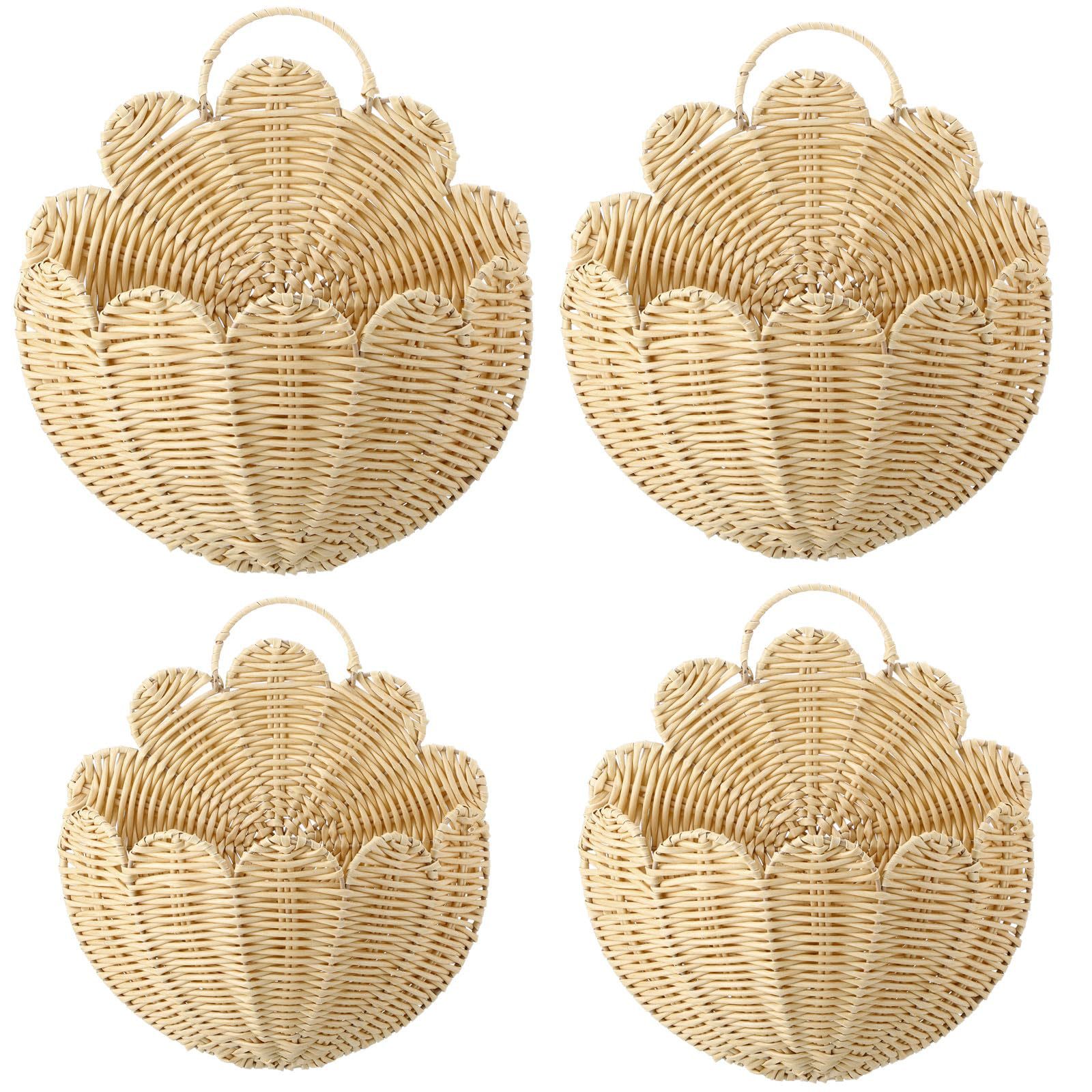 Cesta de almacenamiento de pared de caña personalizada decoración residencial llave cesta de almacenamiento de artículos diversos cestas de pared de decoración en forma de ventilador