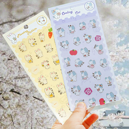 PET Stickers: Student Phone & Item Decorations—Cute, Cartoon Designs, Easy-to-Tear, Waterproof for DIY Journals