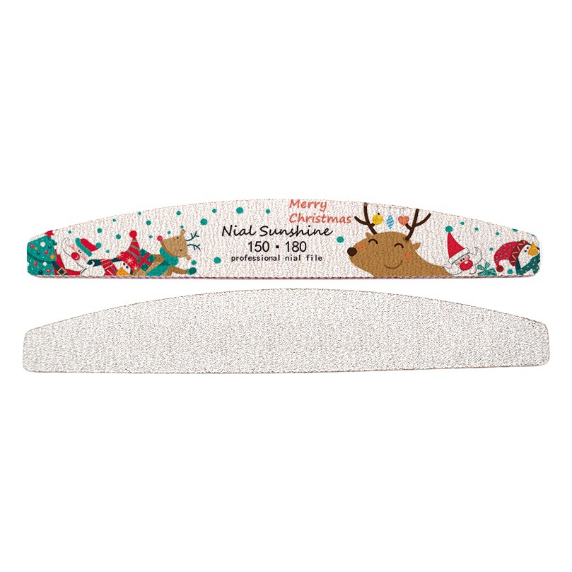 Transfronterizo en stock Santa saliva regalo del festival lima de uñas tira de molienda esponja Reparación de uñas frotamiento media luna en forma de Santo saliva Festival