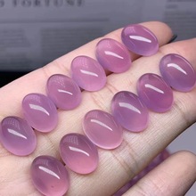 天然粉紫玉髓玛瑙戒面 DIY镶嵌戒指椭形蛋面晶体通透表面光滑批发