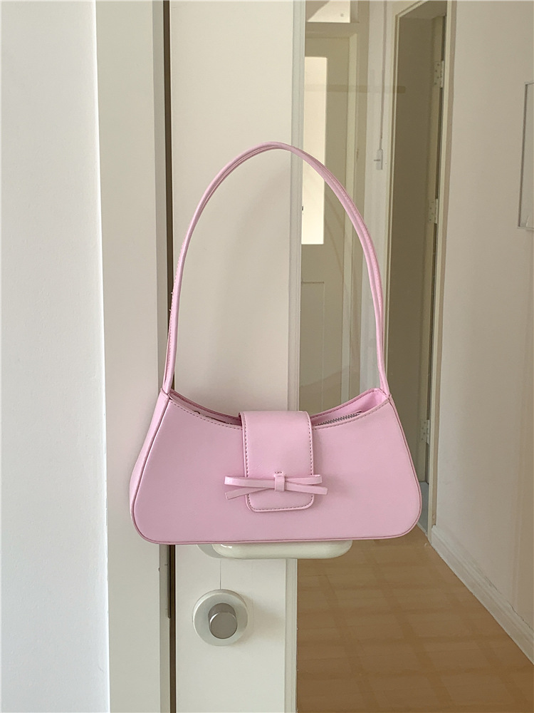 Borsa a tracolla singola rossa da donna 2024, nuova versione coreana, alla moda, minimalista, con fiocco sottobraccio_voghion.com