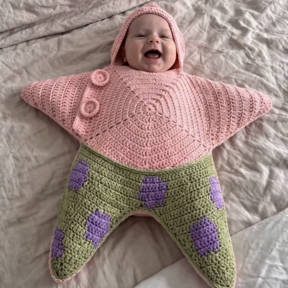 Patrick Star baby sleeping bag handmade crochet yarn kit knitted starfish one-piece baby outfit wholesale supply