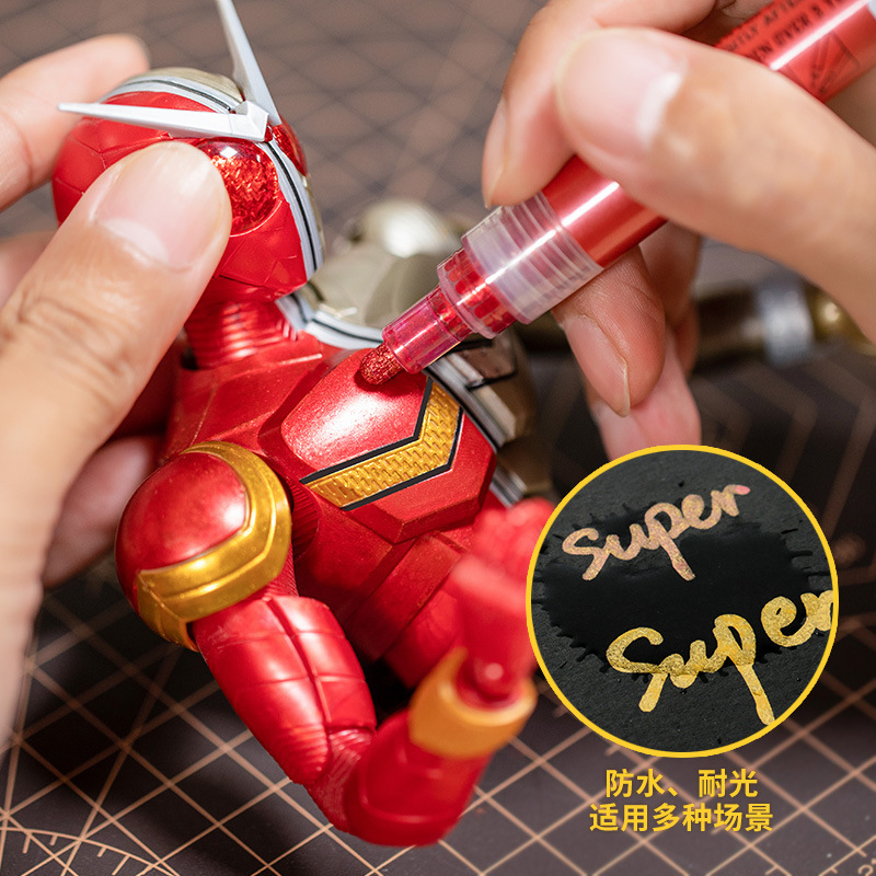 STA 1002 Super Gold marcador acrílico a base de agua de metal pluma de pintura impermeable pintado a mano pluma de firma destacada