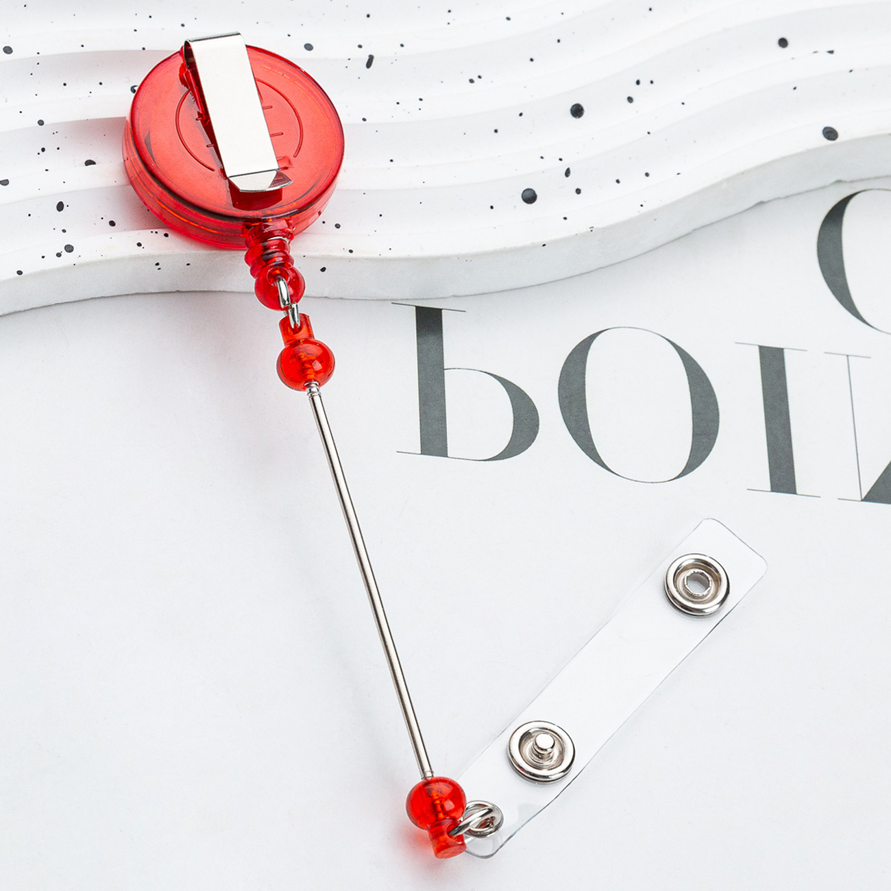 Cubierta de tarjeta retráctil fácil de tirar hebilla creativa perlas llavero retráctil hebilla de trabajo placa de identificación fácil de tirar hebilla de cable