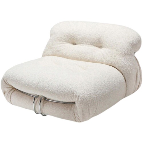 The Nordic designer's alien hippo steel tooth sand discovers modern small apartment French retro Wabi-Sabi style lamb wool sofa