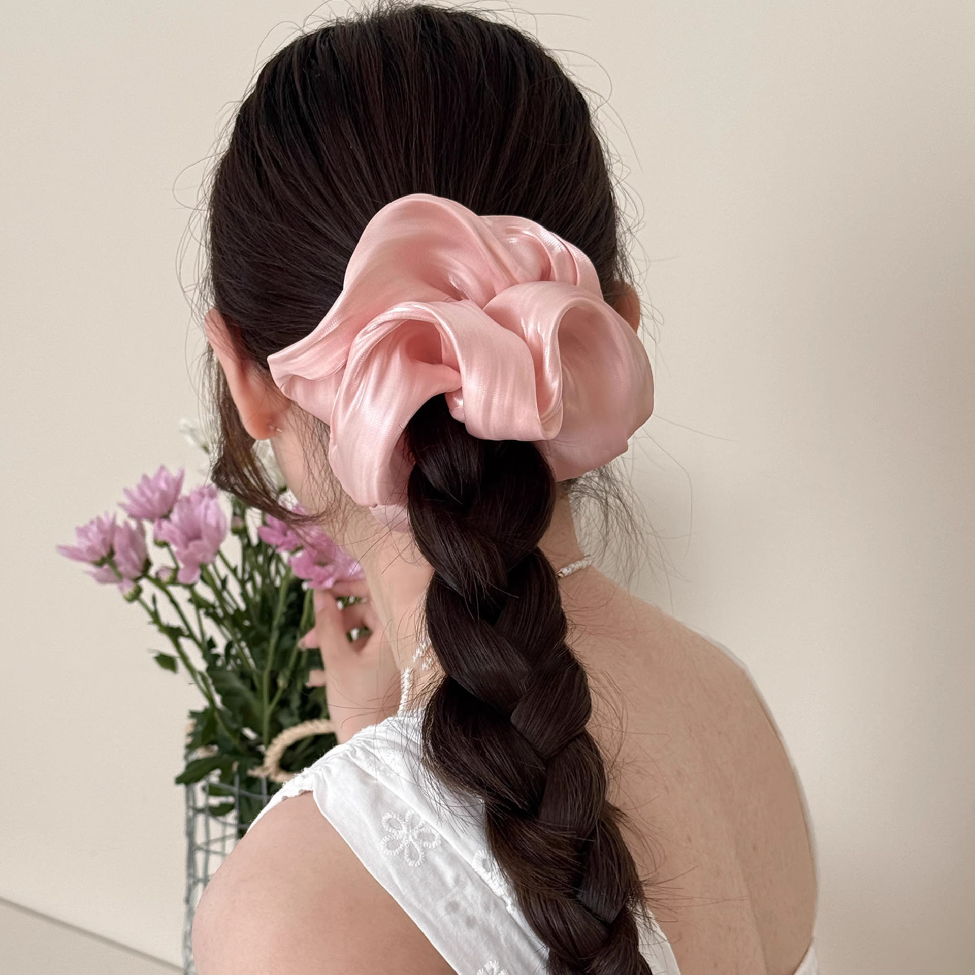 Elegantes Perlen Scrunchie Für Das Haar Satin Haargummi Stilvoll_voghion.com