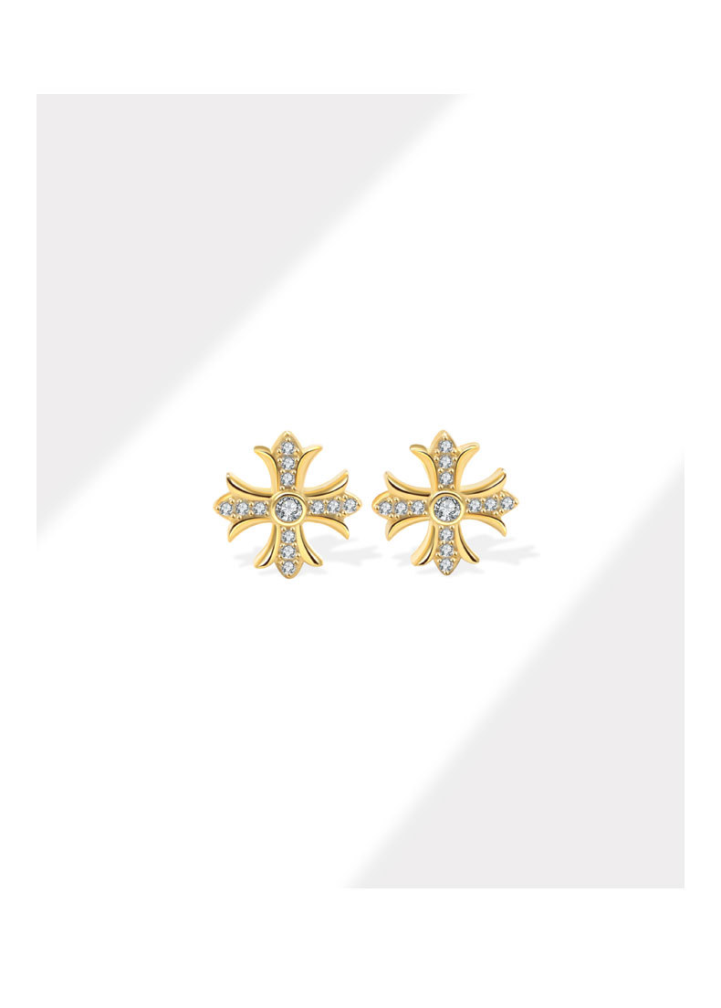Plating Design 1 Pair 925 Sterling Silver 925 Sterling Silver Earrings Cross Small Stud Earrings