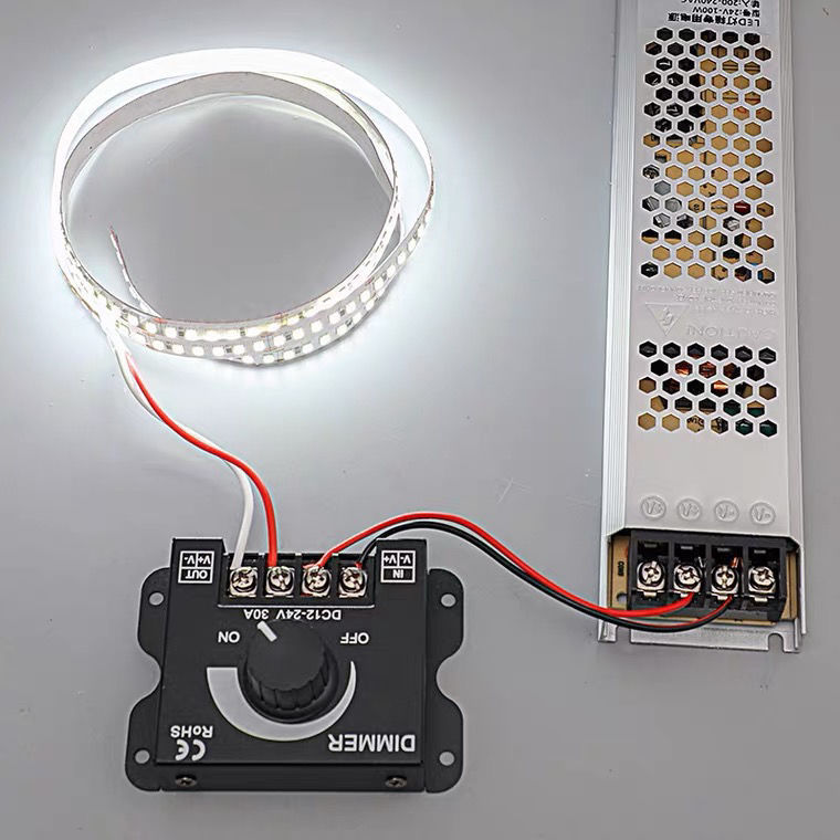 LED低压灯带调光器 12V-24V单色30A旋钮控制器开关铁壳 手动调节|undefined