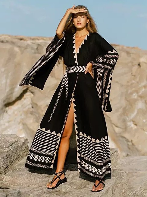 Fábrica de origen al por mayor Kimono japonés de vacaciones chaqueta de baño protector solar bikini 5054