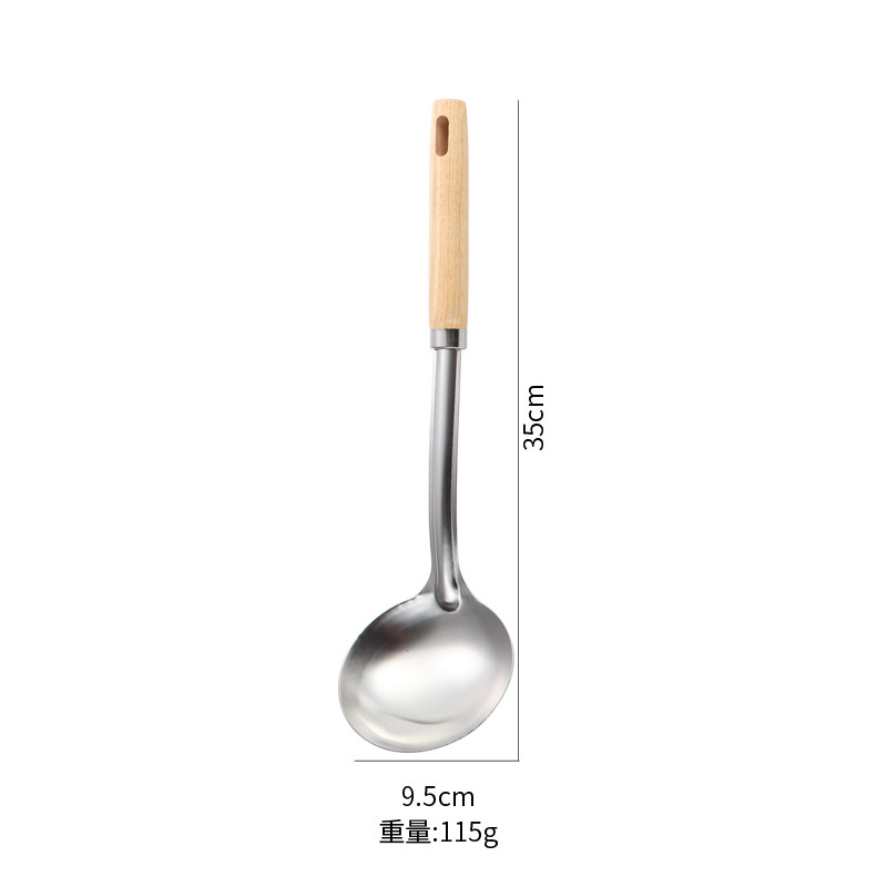 厚いステンレスの木の取っ手の家庭用台所の調理器具の8セットの料理の炒め物の鍋のシャベルのスプーンのシャベルのスプーンのセット|undefined