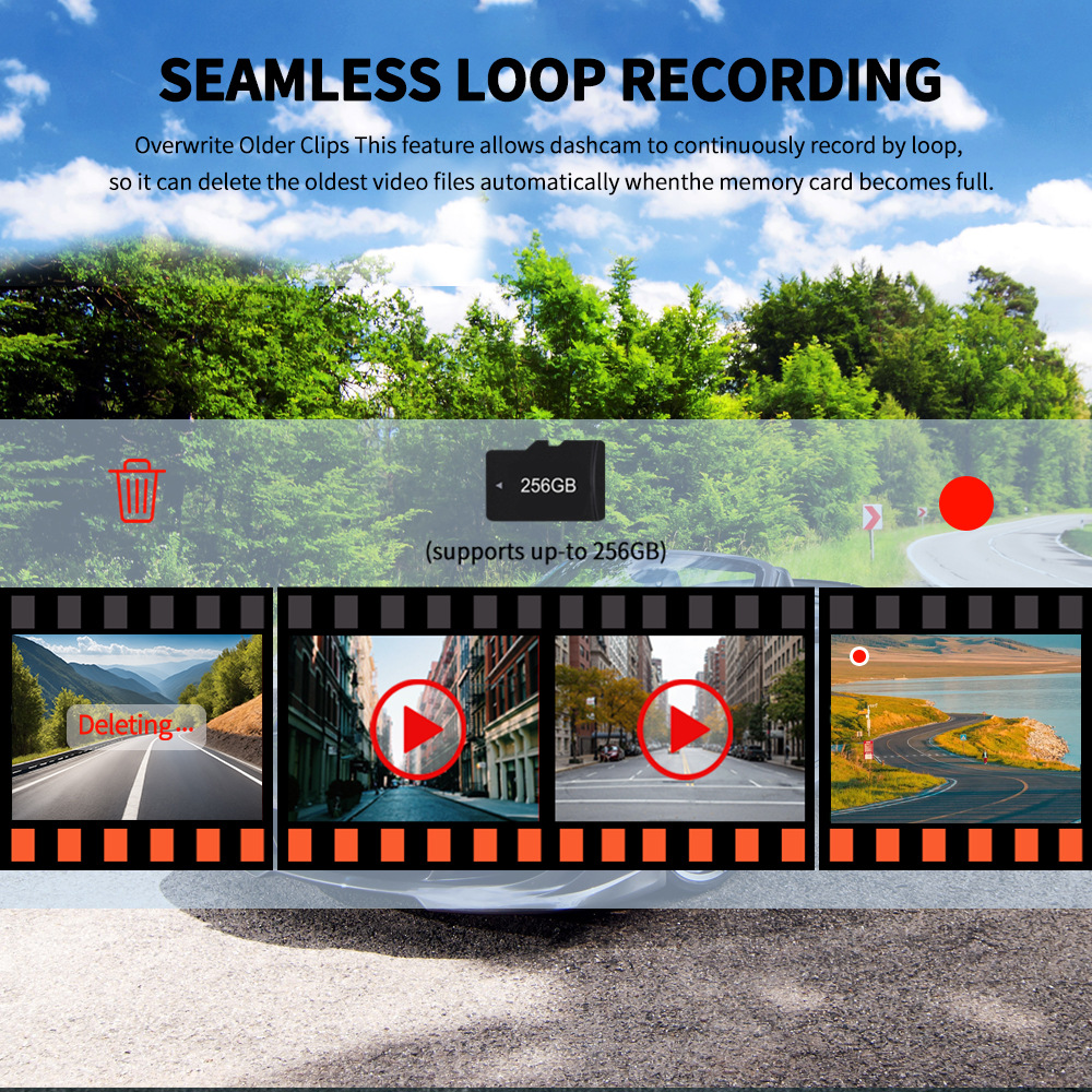 Cross-Border 2.5K High-Definition Hidden Single-Lens Dash Cam with Wifi Time-Lapse Recording and Gps Tracking
