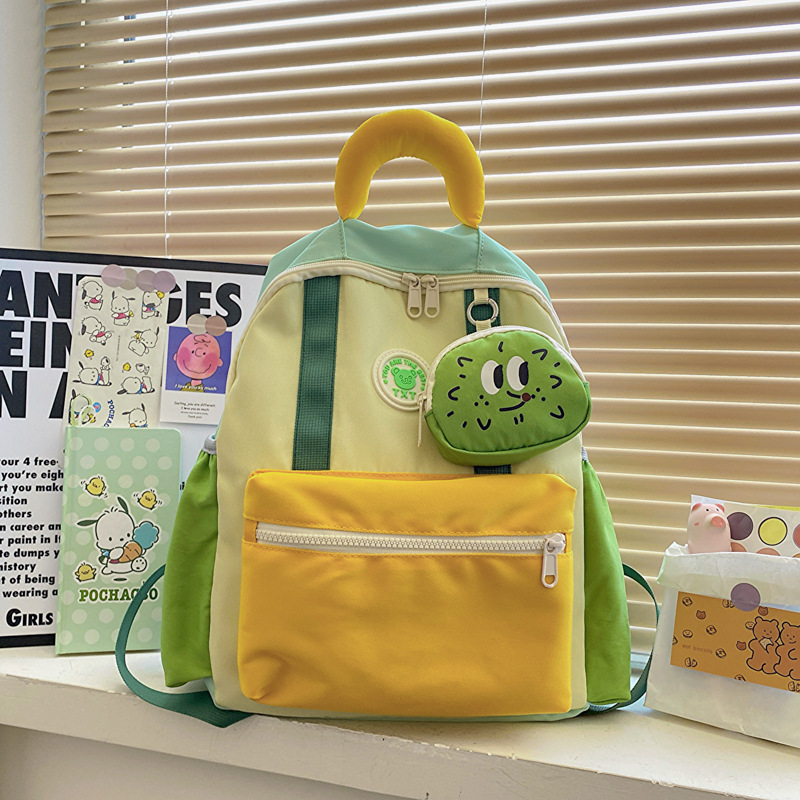 Mochila de jardín de infantes coreana, mochila pequeña para niños y niñas, 3-6 años, 9 mochilas para bebés, mochila de color de contraste de dopamina