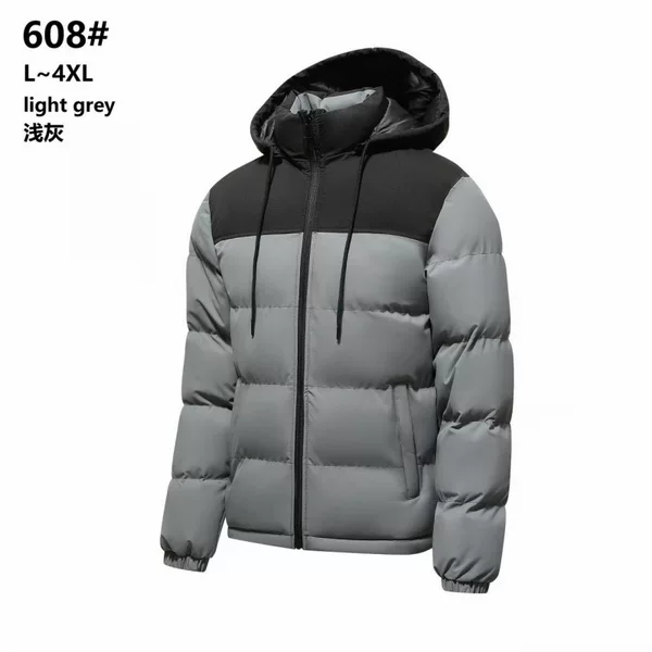 Cross-border graphene cotton jacket, thickened for winter, heat-retaining and warm, color-blocked cotton coat, popular foreign trade wholesale item, hooded cotton coat