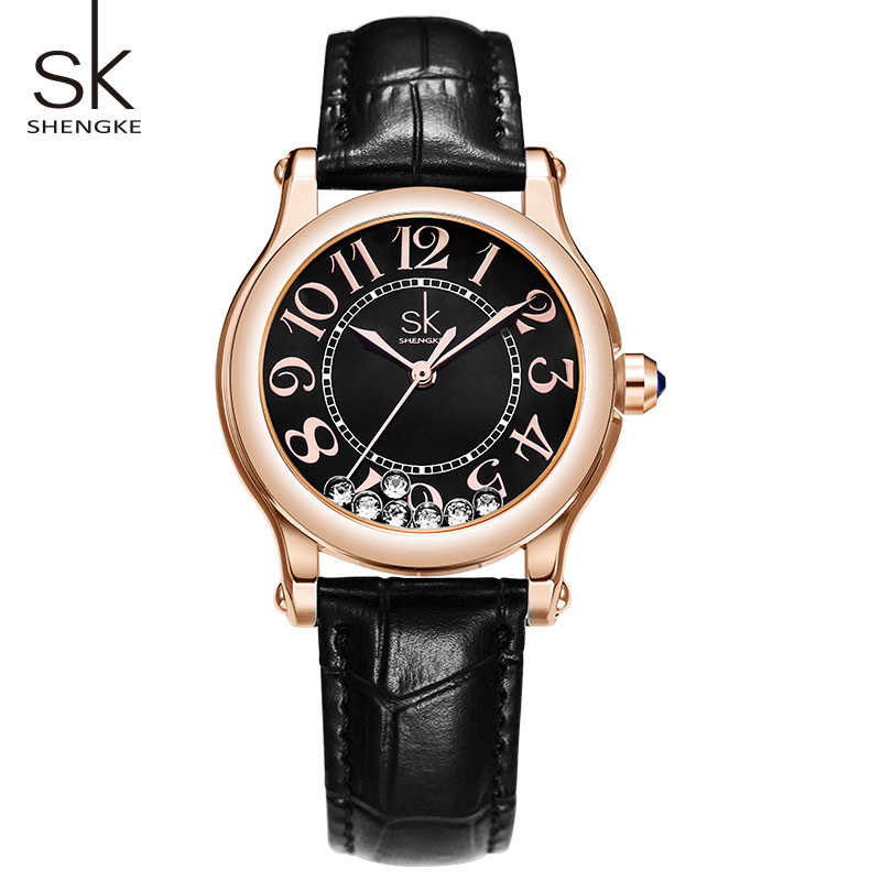 SK肖家ダイヤモンド女性手腕時計防水小衆軽豪華真皮ベルト金石英時計クロスボーダー代発腕時計女性