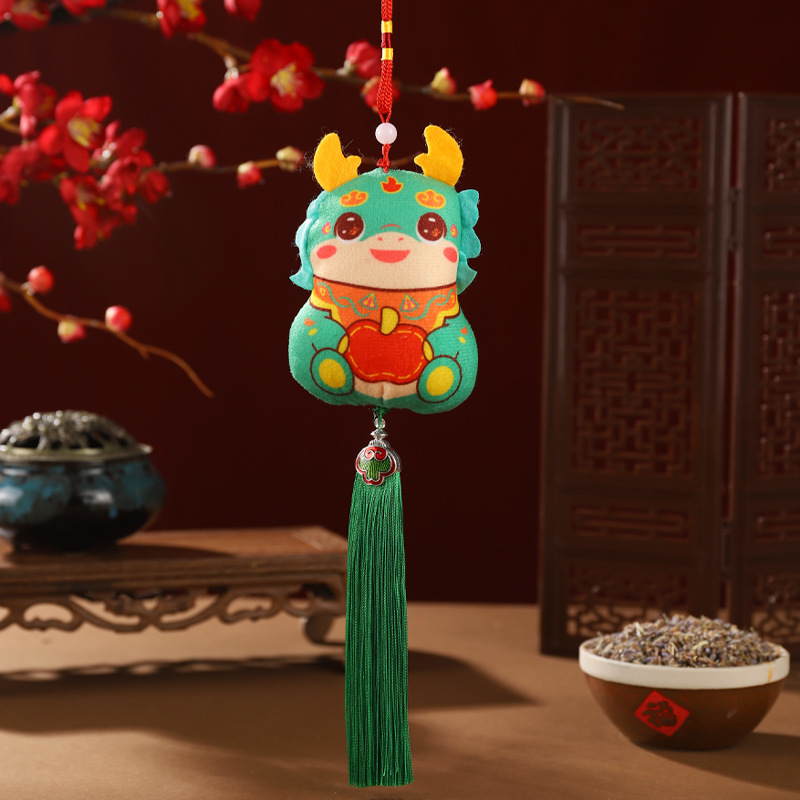 2024 nuevo estilo Dragon Boat Festival Bolsita del año del dragón Bolsita del año del dragón Estilo de marea nacional Adornos de dibujos animados Colgante de coche producto terminado al por mayor
