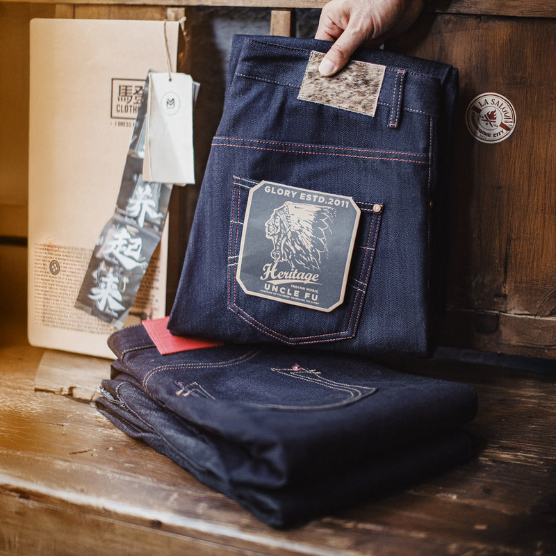 Maden Workwear American Retro Raw Denim Jeans, Selvedge Straight-Leg Denim, Slightly Tapered Raw Denim Casual Pants for Men, Spring Collection