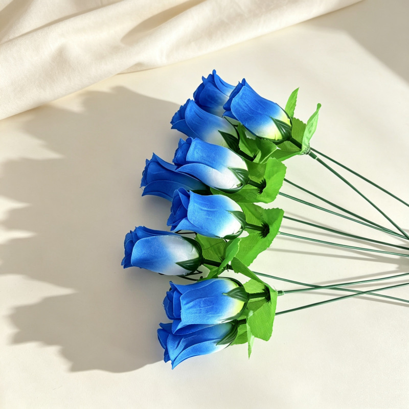 Blue Enchantress Artificial Rose Flower, Gradient Rose Fake Flower, Silk Flower Single Stem Bouquet, Home Decoration Flower Arrangement Ornament
