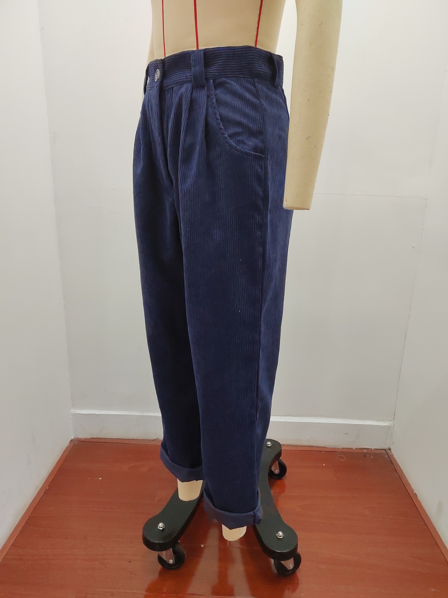 Women's Clothing Women's High Waist Casual Pants Autumn Solid Color Corduroy Loose Straight Pants Style For Formal & Casual For Women_ecoleips.com
