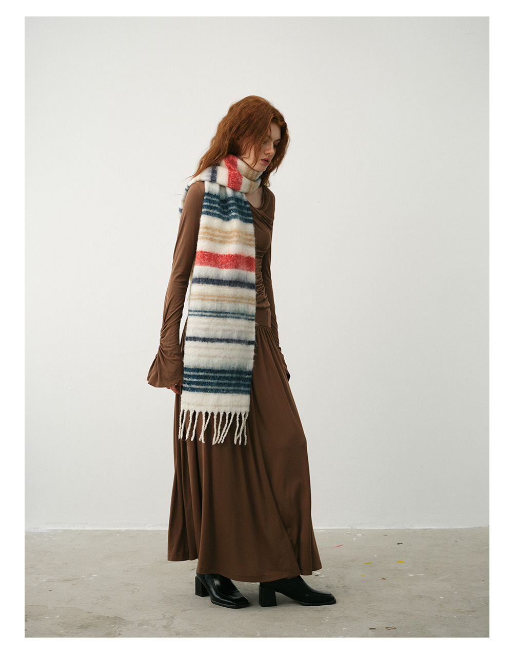 Neuer Designerschal aus Wollmischung mit Saturn-Streifen für Damen mit weichem Latz für winterliche Atmosphäre_voghion.com