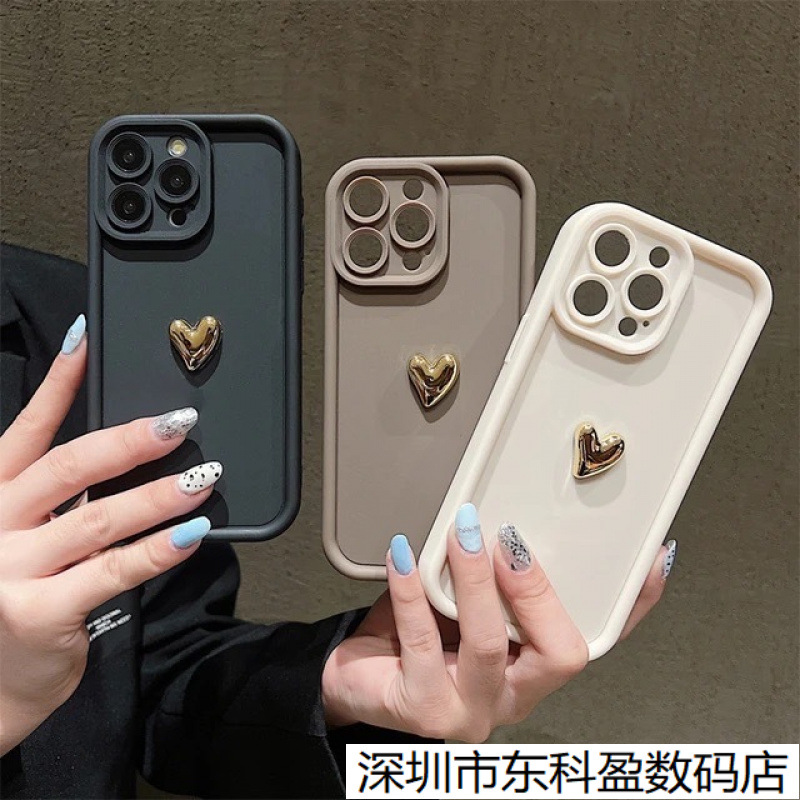 Golden Heart Suitable for Apple 16Promax Mobile Phone Case Iphone11/2/3/4/15/Xr/Xsmax Protective Cover